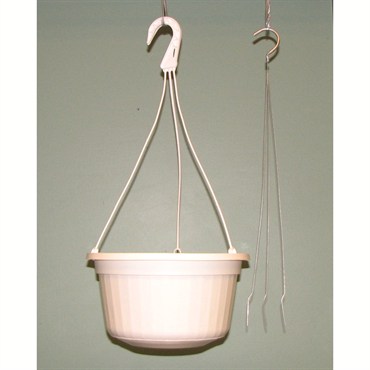 BLD 10" POP White Hanging Basket with Wire Hanger 50/CS