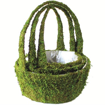SuperMoss 3pc Set Arroyo Round Moss Deco Baskets