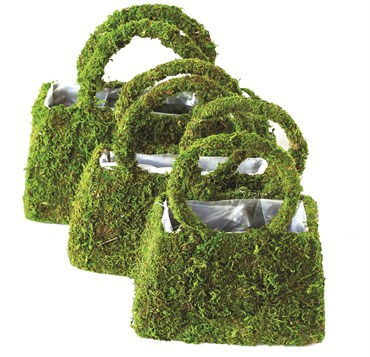 SuperMoss 3pc Set Beaumont Purse Moss Deco Planters