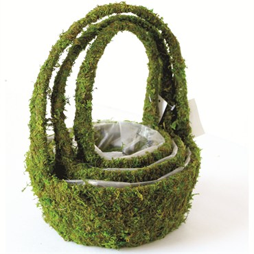 SuperMoss 3pc Set Miramonte Round Moss Deco Baskets