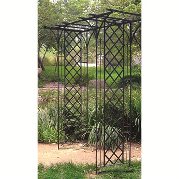 Panacea 84"x75"x26" Black Garden Arbor With Lattice