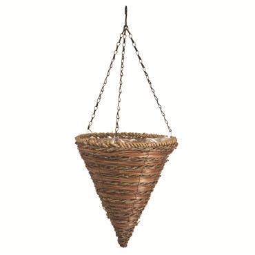 Panacea 12" Rope & Fern Cone Hanging Basket