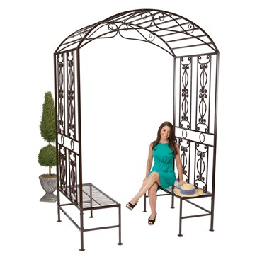 Tos Grand Essex Metal Garden Arbor With Tete A Tete Bench Bfg Supply