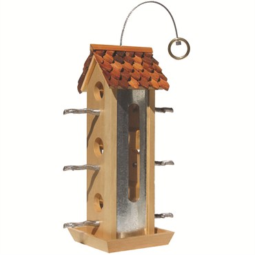 Perky Pet Wood Tin Jay Feeder with Twig Style Perches 2# Capcty