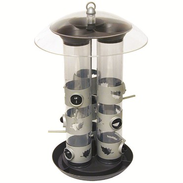Perky Pet Triple Tube Feeder With Charcoal Translucent Dome Bfg
