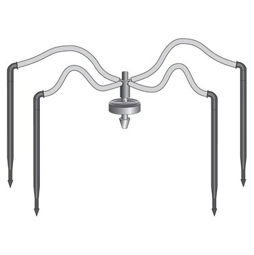NET 18"/30" 4-Way Flat MOD Manifold Assembly Angle Arrow Dripper w/ Super Flex UV White PE Tubing 25/Bag