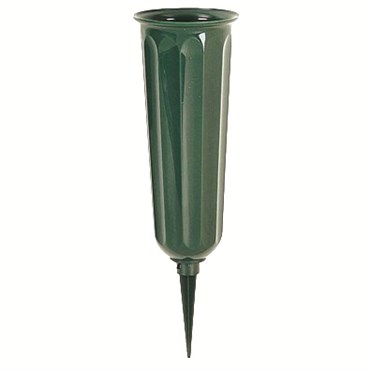 Memorial Vase 3" Fluted Green Round Bottom