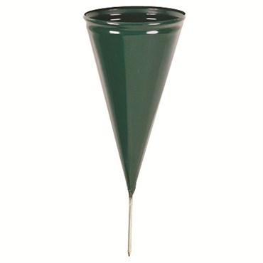 Memorial Vase Metal Cone Green