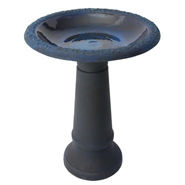 Algreen Acerra 20" Stone Composite Birdbath Blue