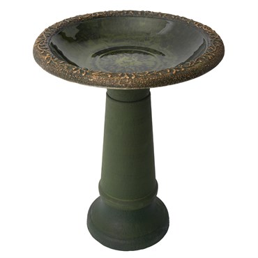 Algreen Acerra 20" Stone Composite Birdbath Green