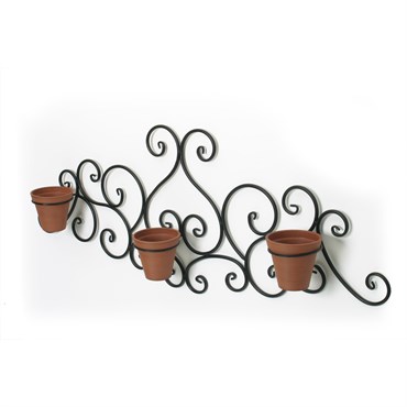 Algreen Victorian Scroll Wall Art w/ 3 Planters Terra Cotta