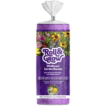 Amturf 10sf Roll & Grow English Garden Wildflower Blanket Sun & Shade Flower Mix Purple