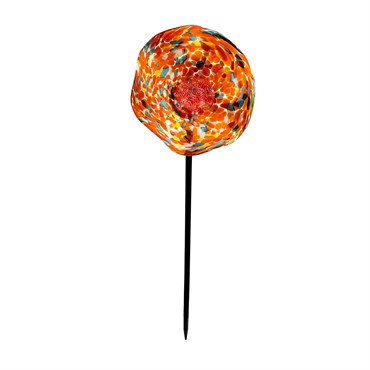 APM Art Glass Poppy Flower Stake Orange
