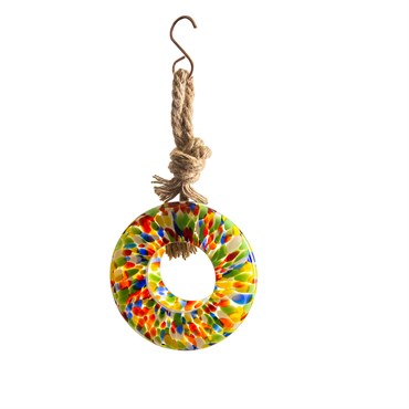 APM Art Glass Round Bird Feeder Confetti