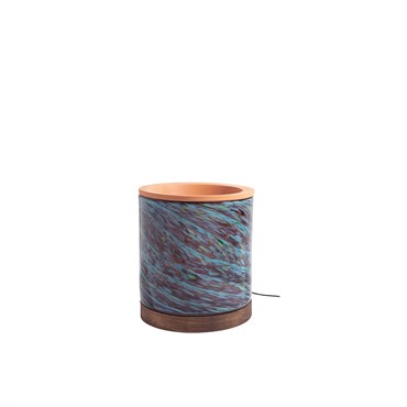 APM 8" Art Glass LED Planter w/ Wood Base Purple