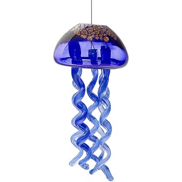 APM Blue With Gold Jellyfish Wind Chime Medium