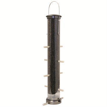 Aspects Large Brushed Nickel Thistle Tube Feeder Quick Clean