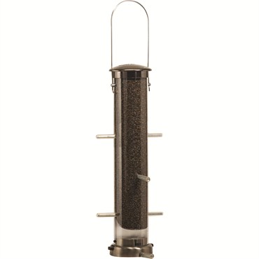 Aspects Medium Brushed Nickel Thistle Tube Feeder Quick Clean