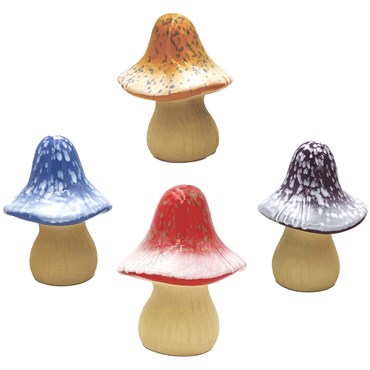 Bosmere 4pc 4" Dx6" H Ceramic Mushroom Assorted Colors