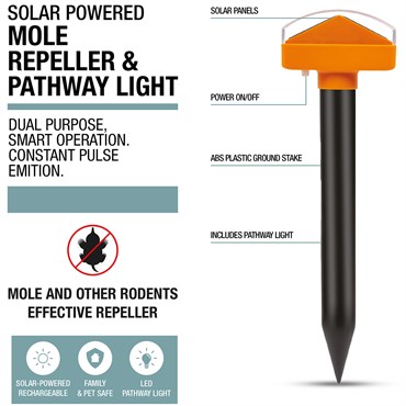 Brookstone Solar Powered Mole Repeller w/ LED Pathway Light