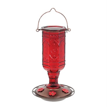 Classic 20oz Red Jewel Glass Hummingbird Feeder 5 Ports