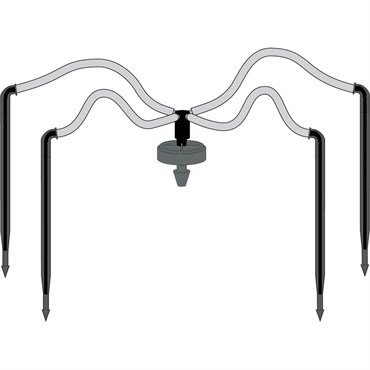 NET 24" 4-Way Flat MOD Manifold Assembly Angle Arrow Dripper w/ Super Flex UV White PE Tubing 25/Bag