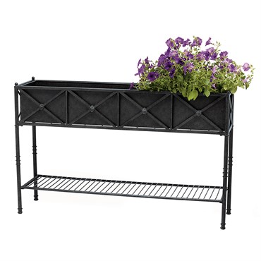 Deer Park 48" Rosette Planter With Tin Liner Black