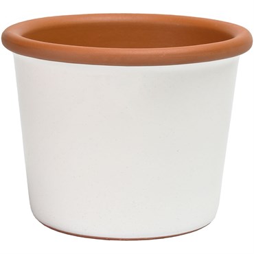 Deroma 9.25" Glazed Cylinder Flower Pot White