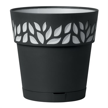 Deroma 9.8" Leaf Pot Premium Plastic Anthracite