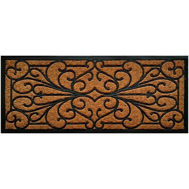 DHTG 18"x48" Deluxe Design Scroll Mansion Rubber Backed Coir Outdoor Doormat