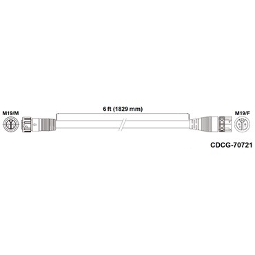Fluence DC Extension Cable, 6' ( 1829mm ), M19 Push Lock 10/CS
