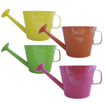 Grower Select 7.50 Watering Can Planter Assorted 12/CS - 3 Each of Yellow, Fuchsia, Green and Orange
