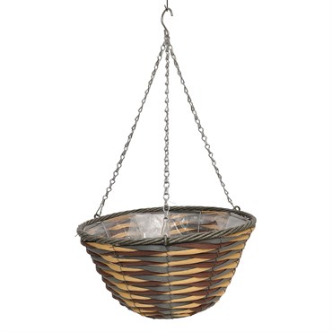 Gardener Select 14" Plastic Round Hanging Basket Grey, Yellow, Dark Red