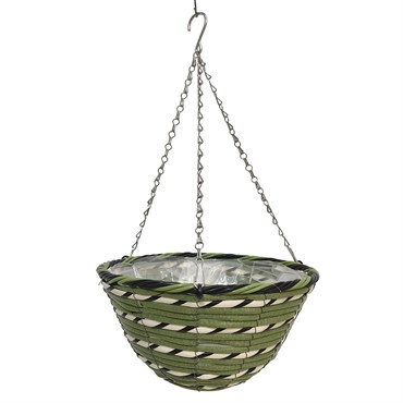 Gardener Select 12" Plastic Round Hanging Basket Black, Green, White