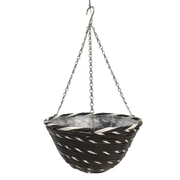 Gardener Select 12" Plastic Round Hanging Basket Black, White
