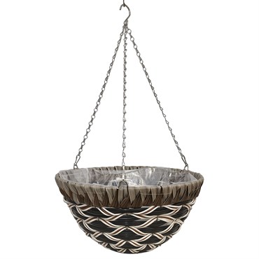 Gardener Select 14" Plastic Round Hanging Basket Brown, Black, White