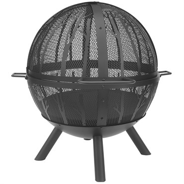 Gardener Select 34.25"x32.4"x33.2" Tree Branch Fire Ball Black .8mm Steel with Poker