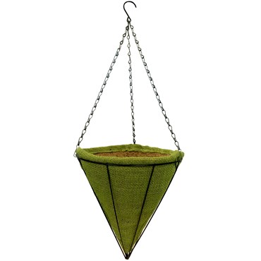 Gardener Select 12" Jute Cone Hanging Basket w/ Green Coco Liner 12/CS
