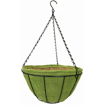 Gardener Select 14" Jute Hanging Basket Green with Coco Liner 6/CS