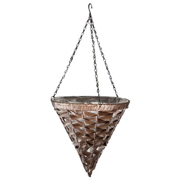 Gardener Select 14" Hanging Basket Cone Coffee Wicker 3 Strand Hanger 6/CS