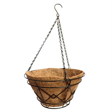 Gardener Select 12" Black Round Plaid Bucket Hanging Basket 12"wx6"h 6/CS