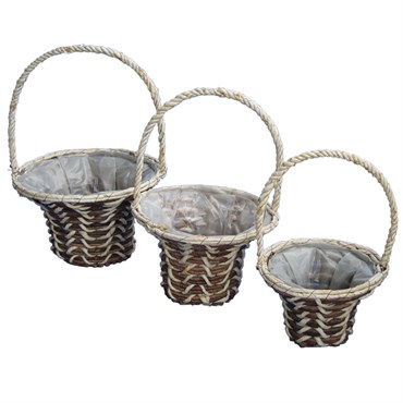 Gardener Select 3pc Leaf Rope Rattan Basket Set 8/CS