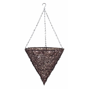 Gardener Select 14" Cone Hanging Basket Dark Brown Wicker 20/CS
