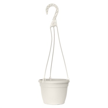 Grower Select 06.00 Bella Hanging Basket With Hanger, Cotton White, 46 per Case, 6in OD x 4.4in H x 4.0in BD , 1.2 Liters, 0.3 Gallon