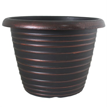 Grower Select 13.00 Stout Round Full Rings Copper Brush on Black 2.94gal 15/CS - 13.3in OD x 9.5in H x 8in BD