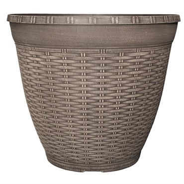 Grower Select 17.00 Wicker Pot Round Coffee Cream 22/CS, 17in OD x 14.5in H x 9.45in BD, 34.2 Liters, 9 Gallons