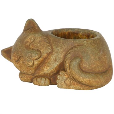 HC Large Cement Sleeping Cat Rust