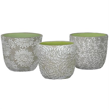 CHG Large Flora Trio Assorted Planter White Stone