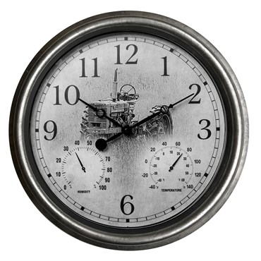 Headwind 15" EZ Read In/Out Clock w/ Thermometer Galvanized Look
