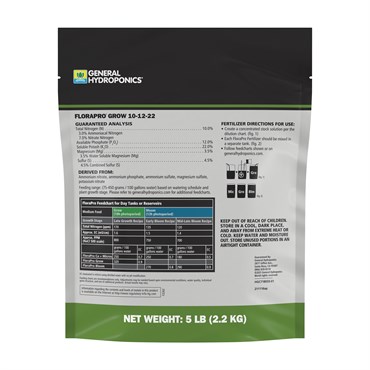 General Hydroponics 5# FloraPro Grow 10-12-22 — Single Unit - Image 2